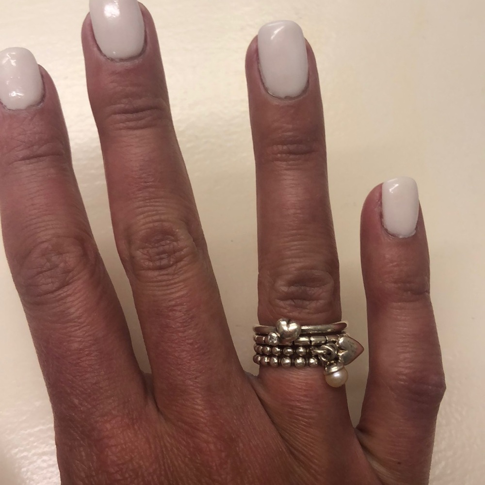 Set of stackable silver rings